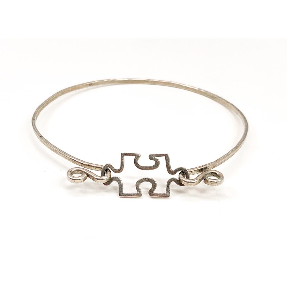 Sterling Silver Puzzle Piece Cuff Bracelet